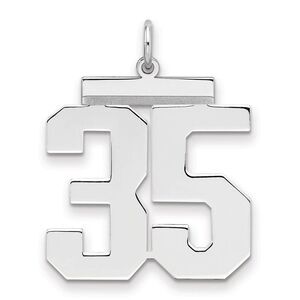 Sterling Silver, Athletic Collection, Large Polished Number 35 Pendant